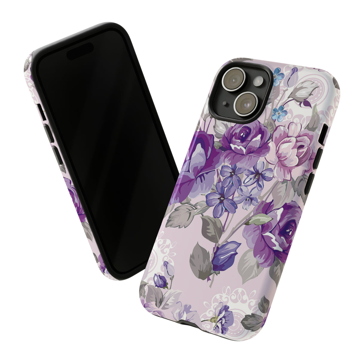 Beautiful vintage purple flower iPhone case (Protective) - Protective Phone Case