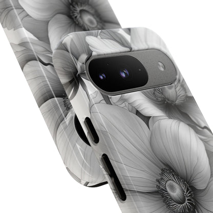 Grayscale Floral Harmony Google Pixel 9 - Tough