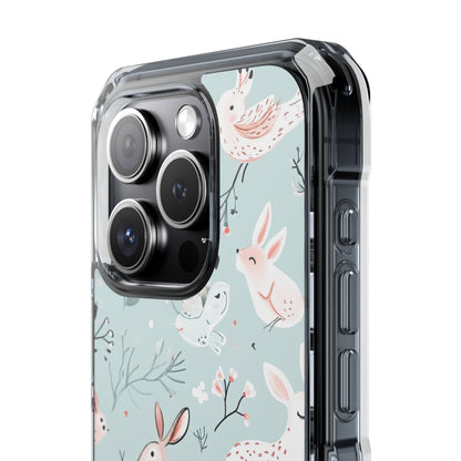 Whimsical Bunny Blossom - Clear Impact iPhone 15 Phone Case