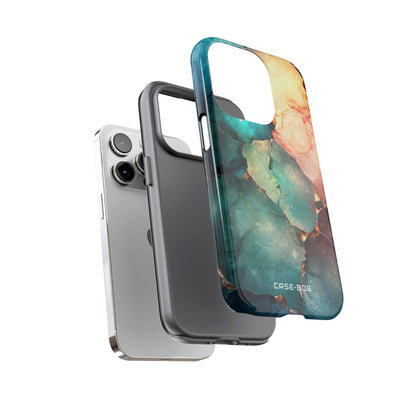 Teal Mosaic Veins iPhone 14 Pro Case - Tough