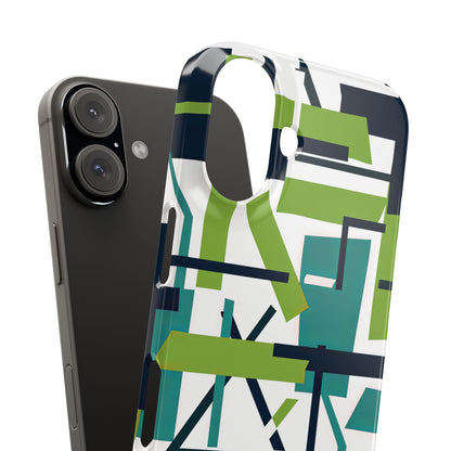 Green Geometry Glide iPhone 16 - Slim Phone Case