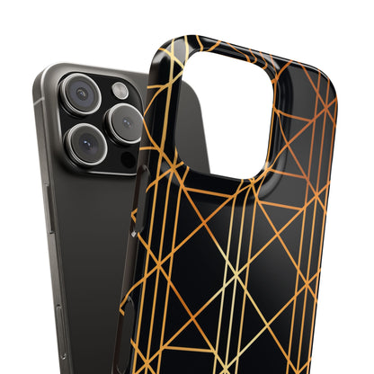 Golden Geometric Elegance iPhone 16 - Slim Phone Case