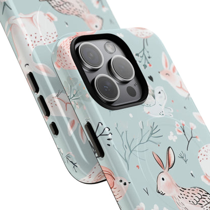 Whimsical Bunny Blossom - Tough + MagSafe® iPhone 15 Phone Case