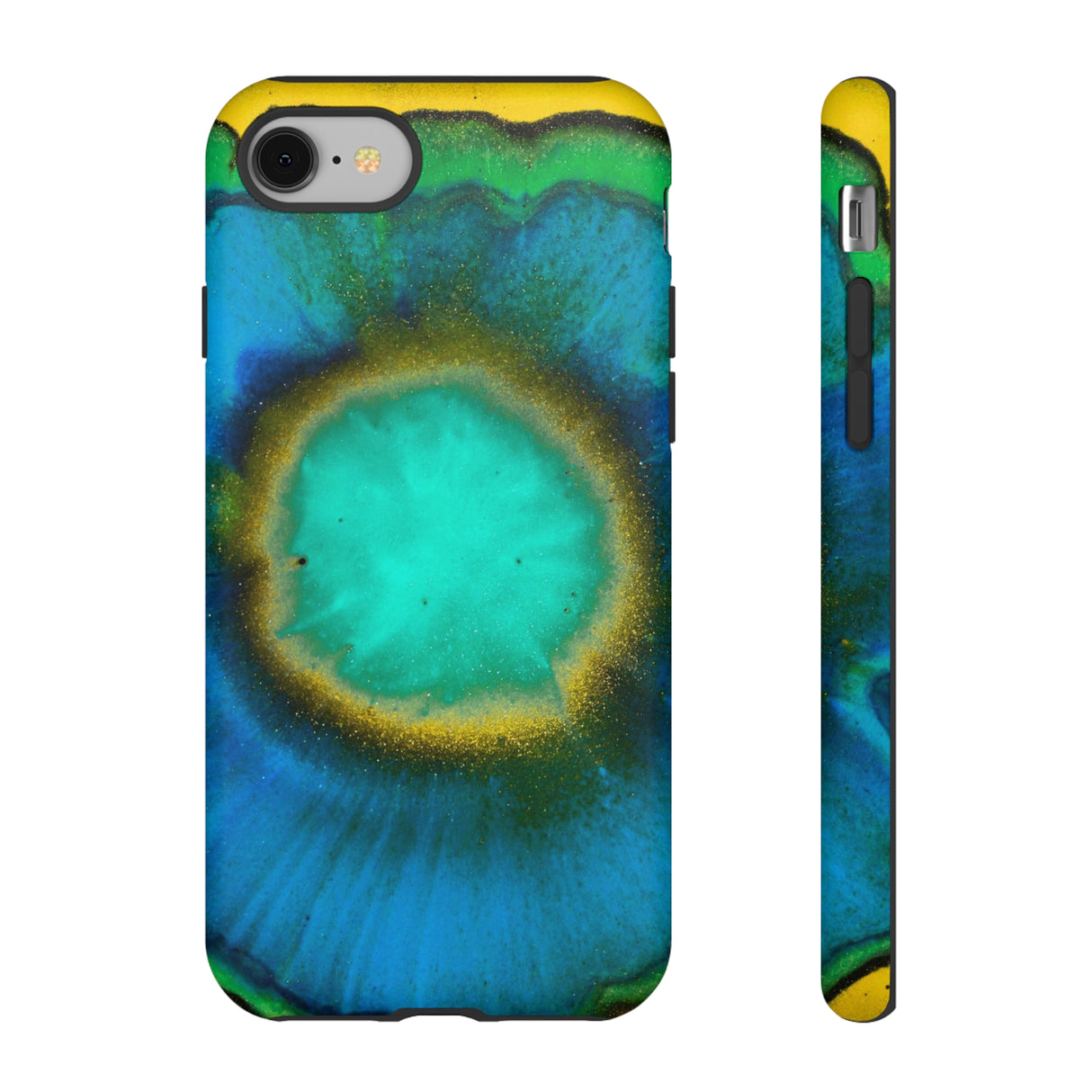 Neon Blue Ink Art iPhone Case (Protective) iPhone 8 Matte Phone Case