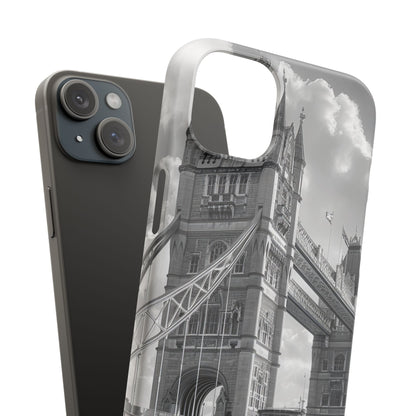 Tower Bridge Monochrome Architecture Study iPhone 15 - Slim Phone Case