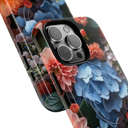 Blue Floral Bliss - Tough + MagSafe® iPhone 16 Phone Case