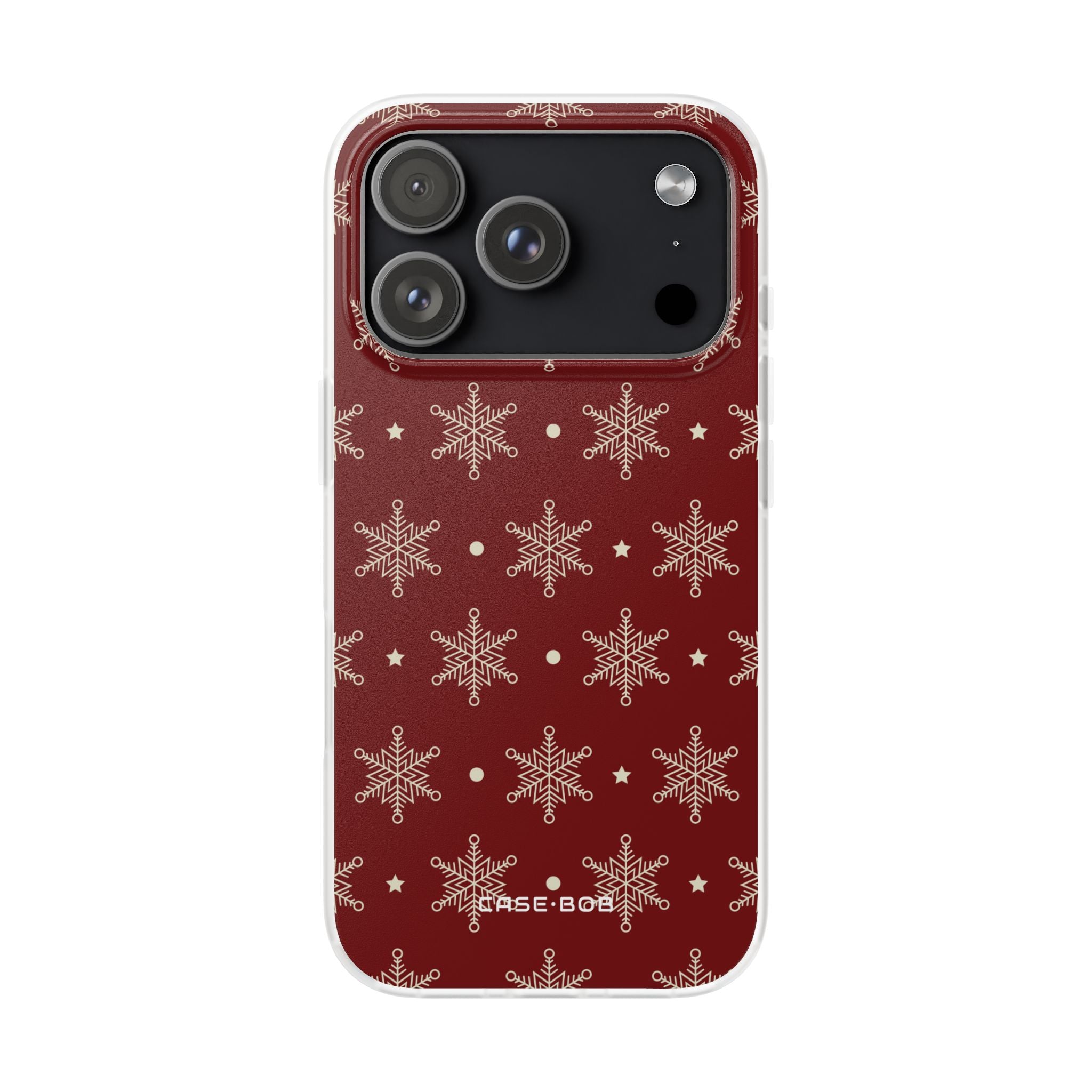 Cream Snowflake Crimson iPhone 17 Pro Case - Soft