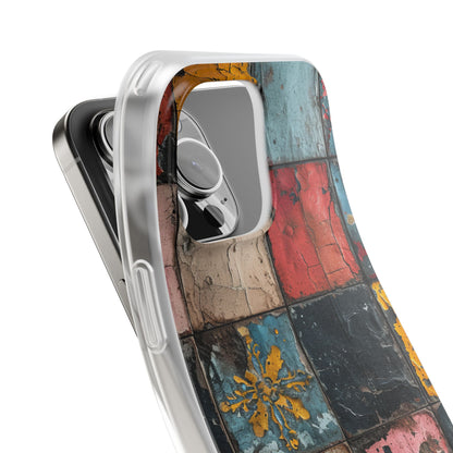 Rustic Red-Yellow Vintage Tiles - Flexi iPhone 16 Phone Case