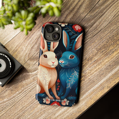 Rabbits Embrace Blossoms - iPhone Case