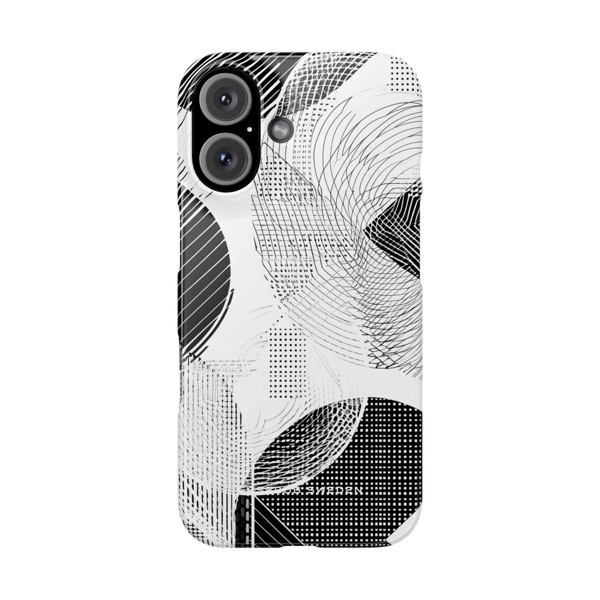 Geometric Monochrome Flow iPhone 16 - Slim Phone Case