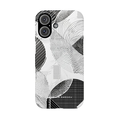 Geometric Monochrome Flow iPhone 16 - Slim Phone Case