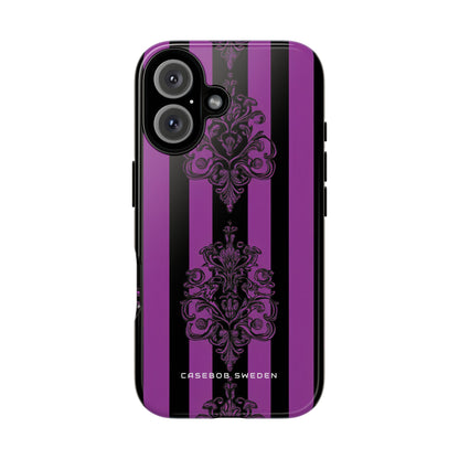 Gothic Elegance with Vertical Stripes and Ornamental Motifs iPhone 16 - Tough Phone Case