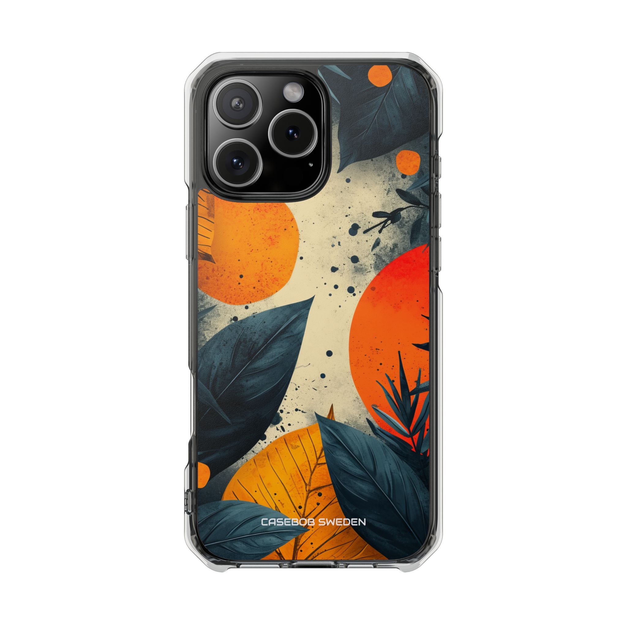 Tropical Blue Leaves - Clear Impact iPhone 16 Phone Case