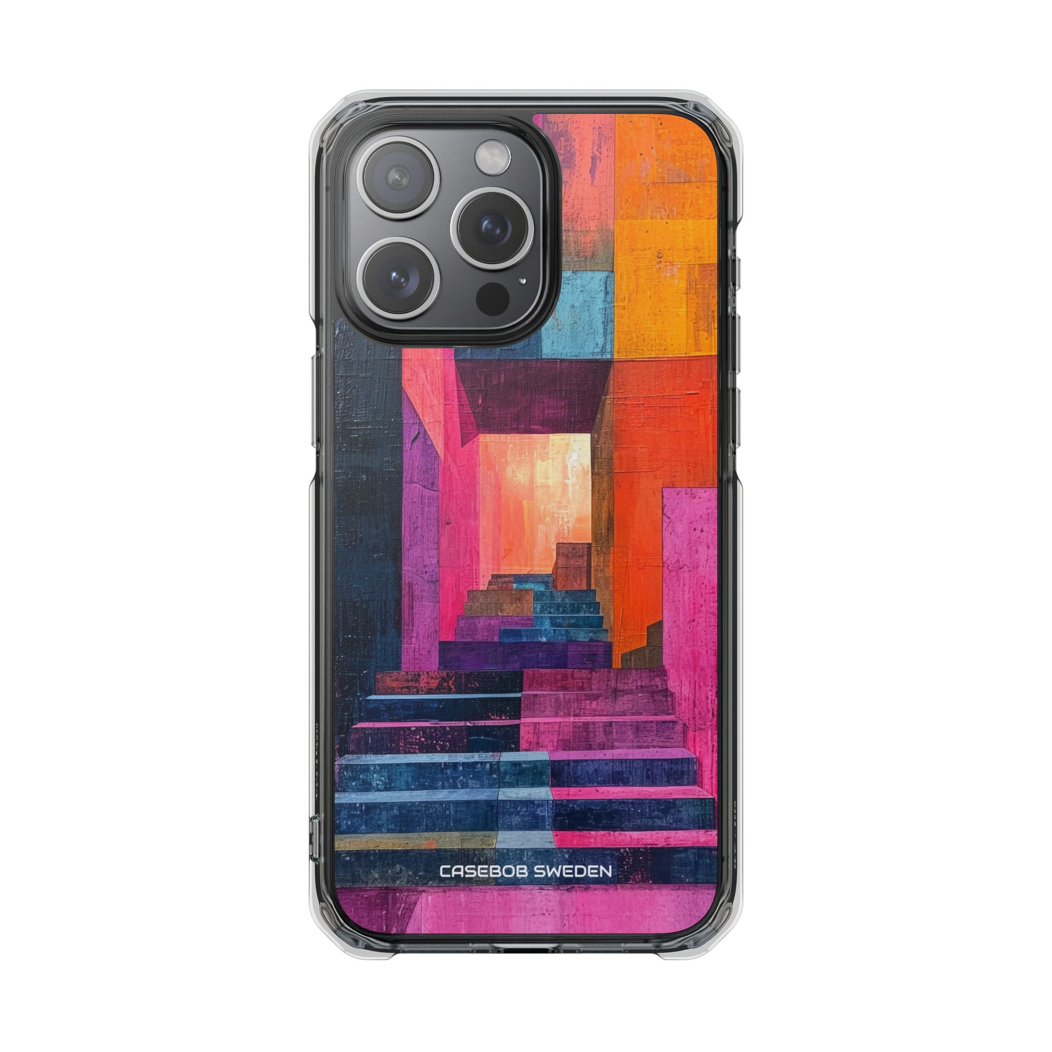 Pink Orange Geometry - Clear Impact iPhone 15 Phone Case