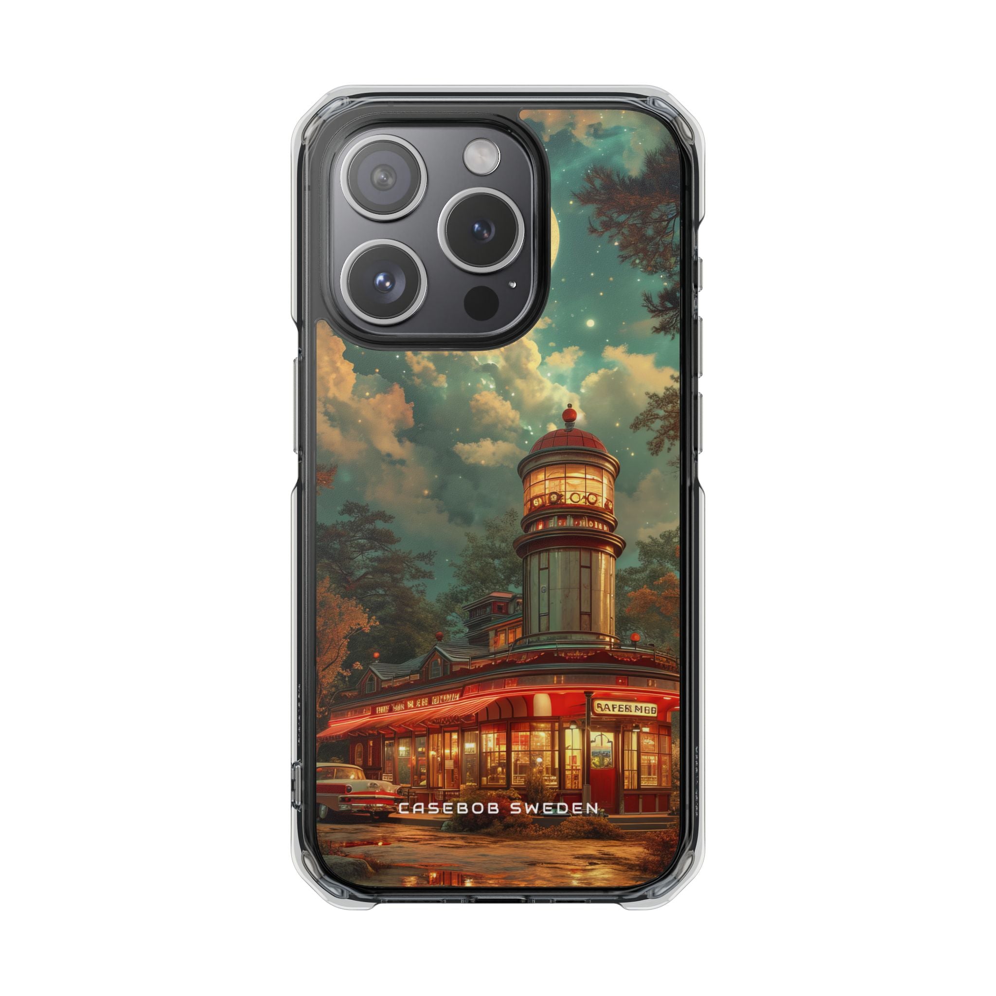 Vintage Moonlit Diner Fantasy iPhone 15 - Clear Impact Phone Case