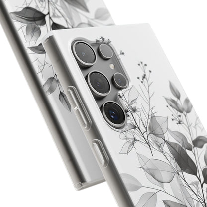 Veined Leaves Gray Samsung S24 Ultra Case - Soft