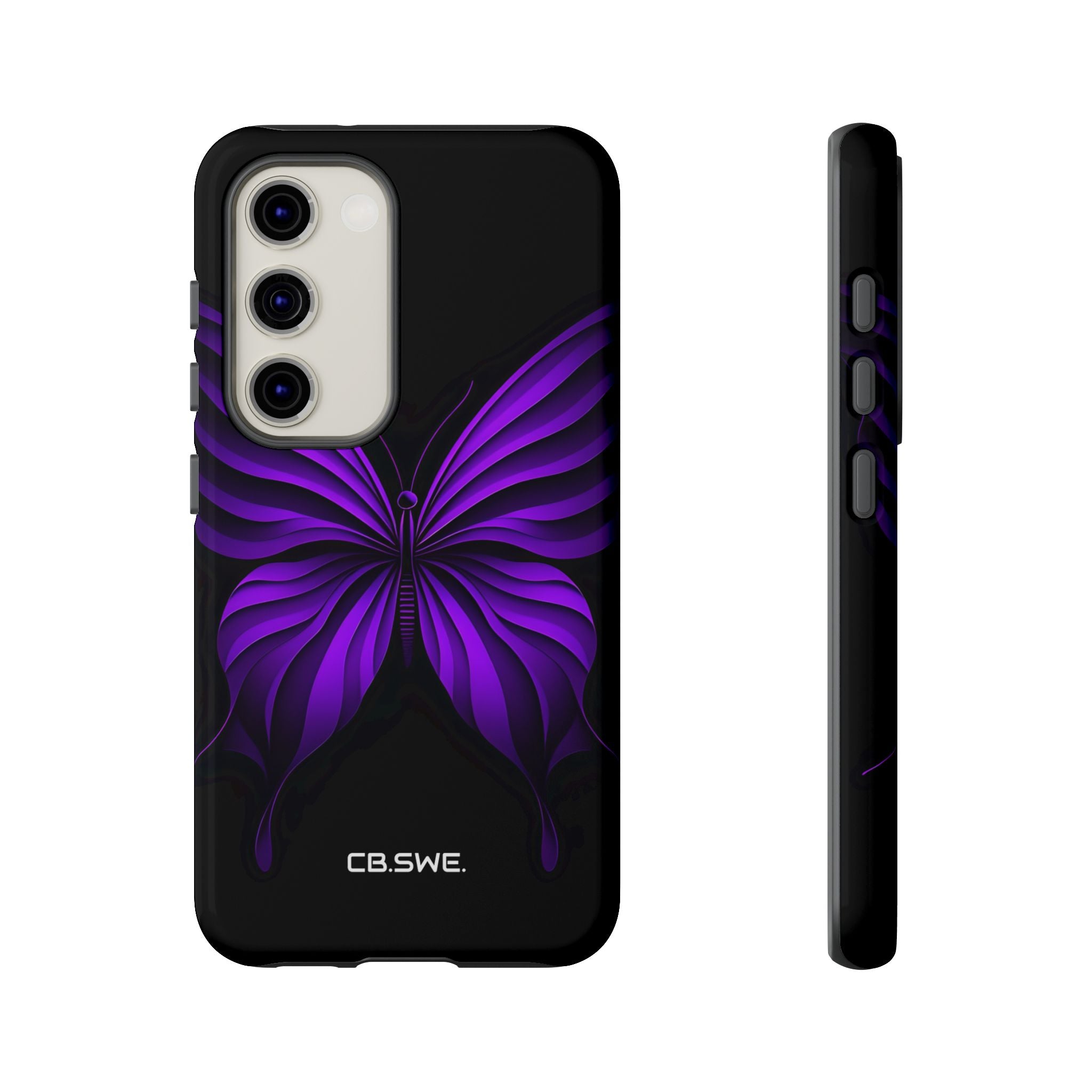 Symmetrical Neon Purple Butterfly Samsung S23 - Tough