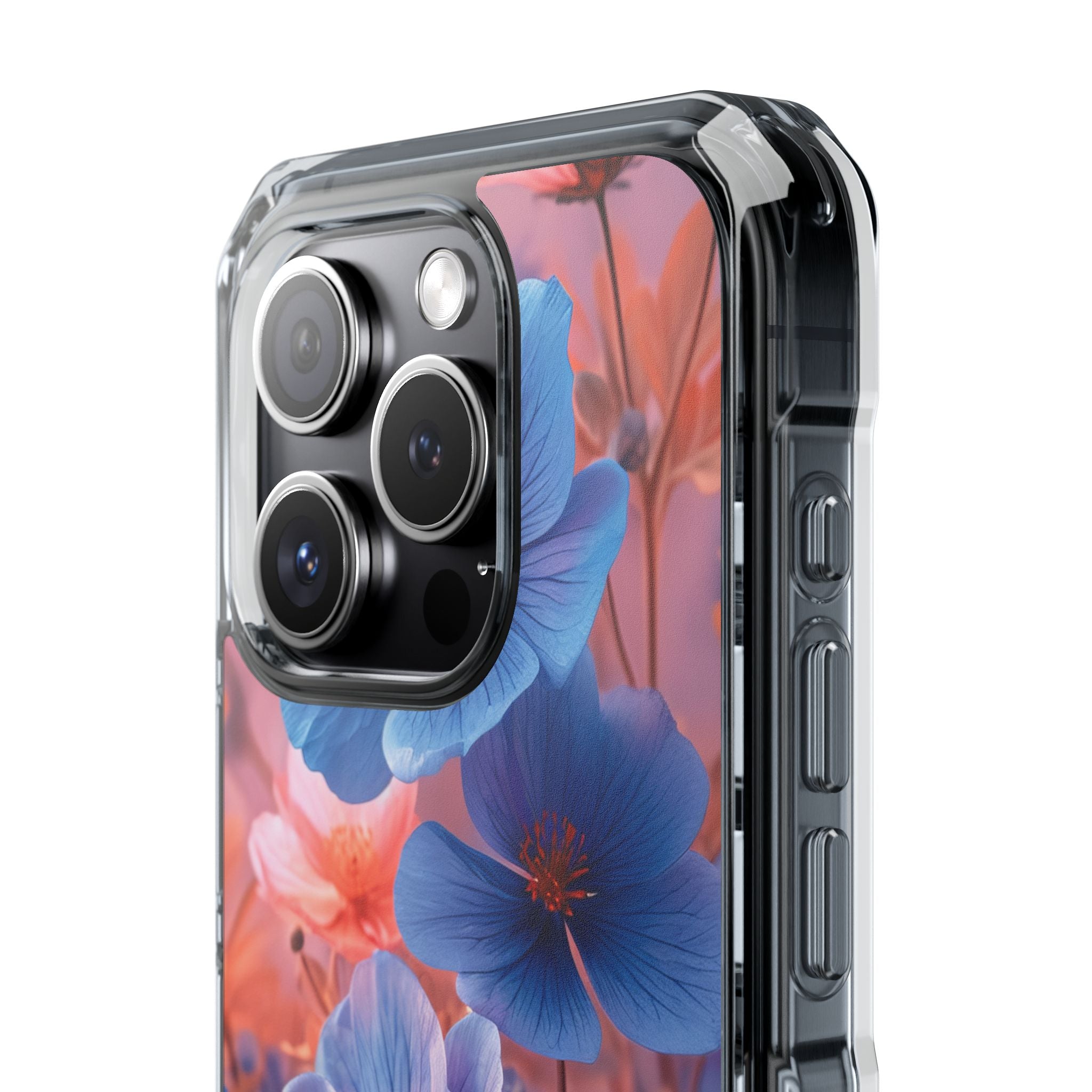 Blue Peach Blossoms - Clear Impact iPhone 15 Phone Case