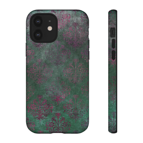 Green Damask Gothic Flower - Protective Phone Case