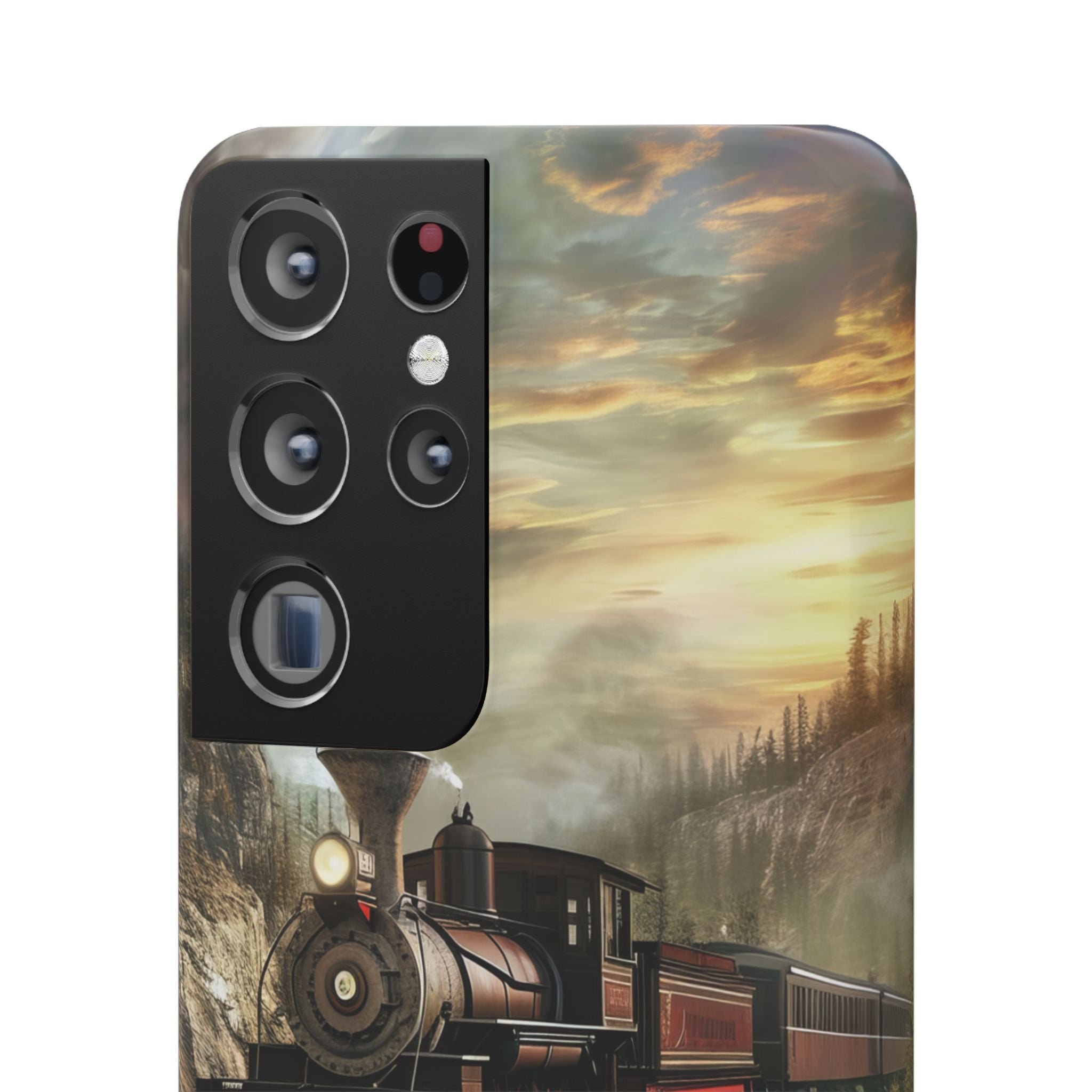 Vintage Steam Train Crossing Mountain Bridge Samsung S21 - Slim Phone Case