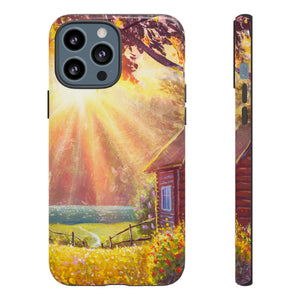 Flower Bushes Wooden House - Protective Phone Case