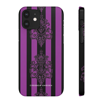 Gothic Elegance with Vertical Stripes and Ornamental Motifs iPhone 12 - Slim Phone Case