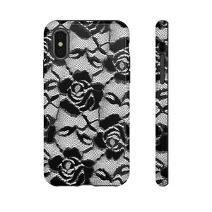 Black Rose Lace Gothic Flower - Protective Phone Case