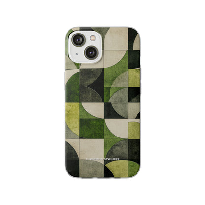 Green Geometric Harmony - Flexi iPhone 14 Phone Case