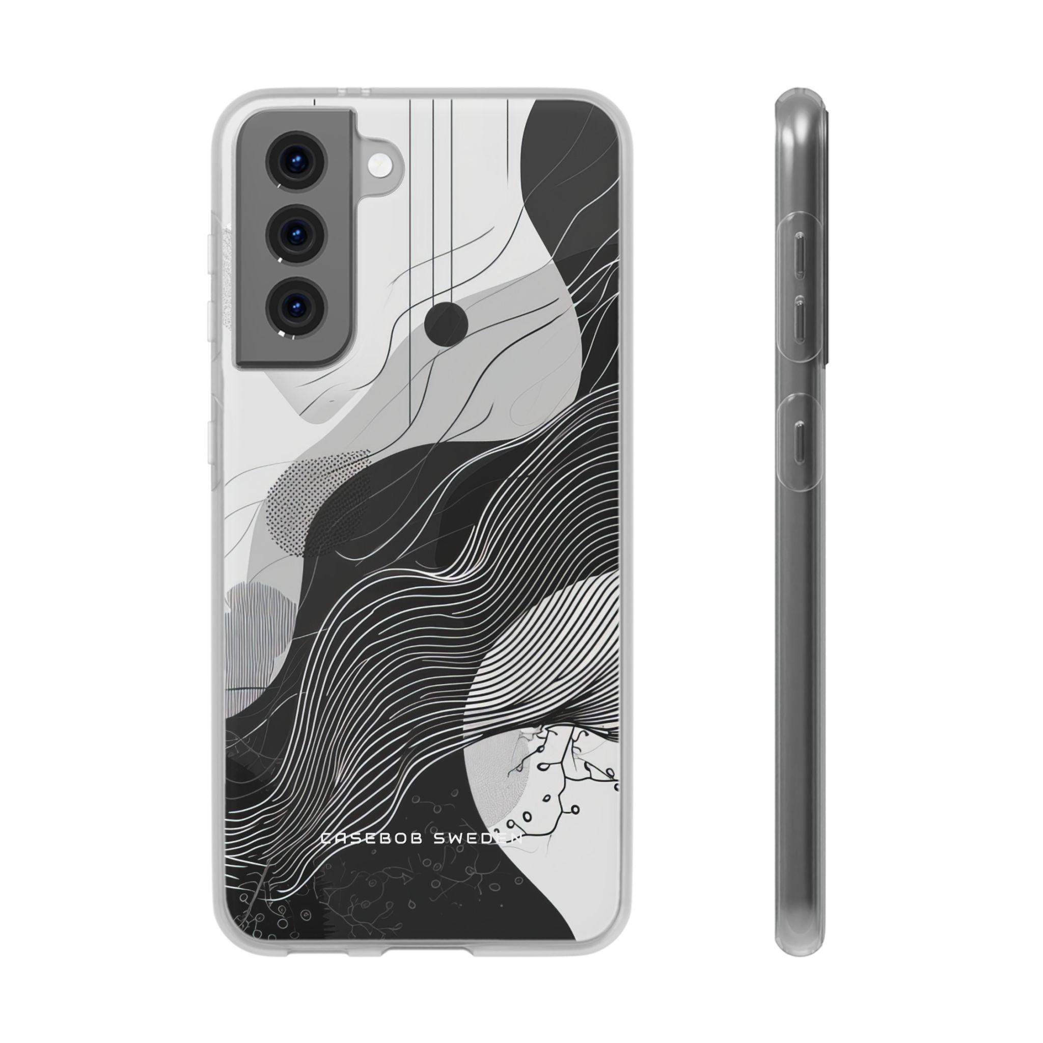 Fluid Rhythms: Monochrome Line Flow Samsung S21 - Flexi Phone Case