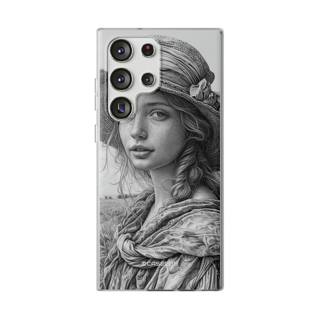 Serene Sketch Portrait | Flexible Phone Case for Samsung Galaxy