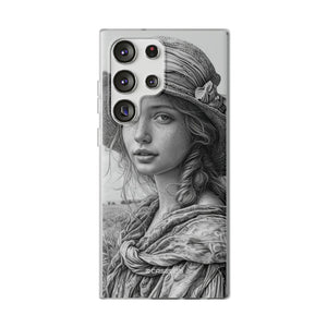 Serene Sketch Portrait | Flexible Phone Case for Samsung Galaxy