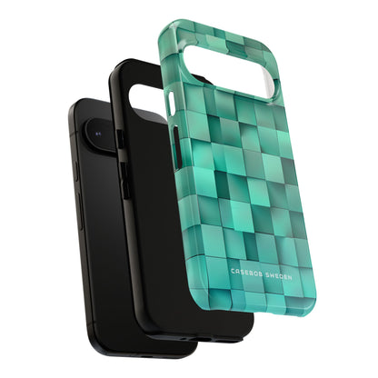 Turquoise Gradient Grid Illusion Google Pixel 9 - Tough Phone Case