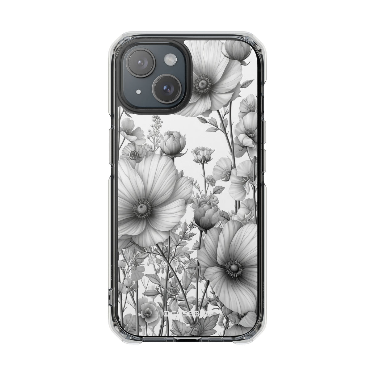 Monochrome Flora – Handyhülle für iPhone (Clear Impact – Magnetisch)