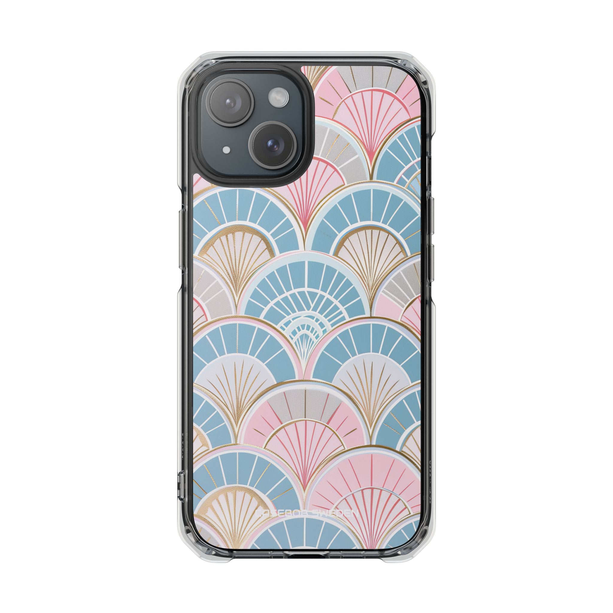 Art Deco Pastel Fan Pattern - Clear Impact iPhone 15 Phone Case