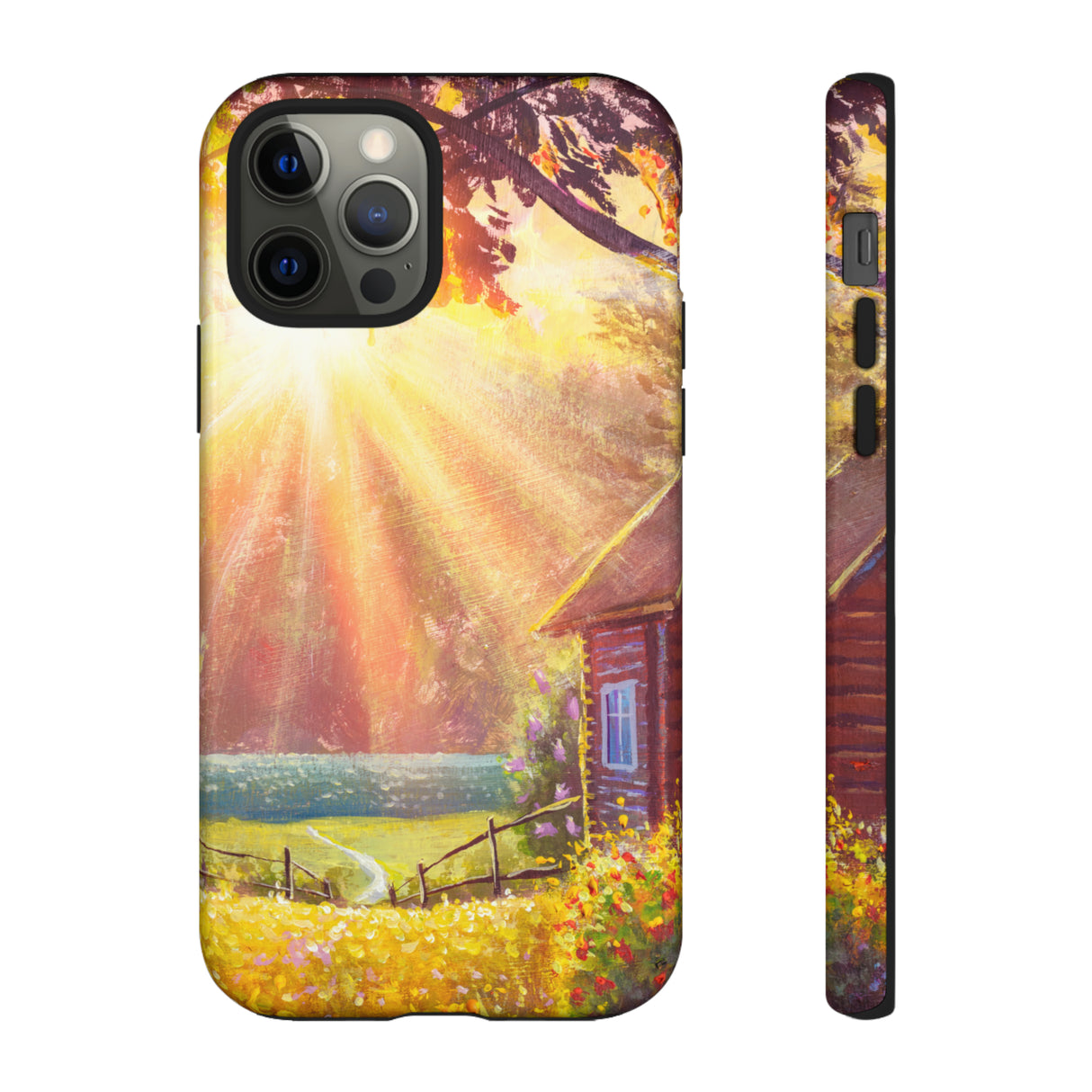 Flower Bushes Wooden House - Protective Phone Case