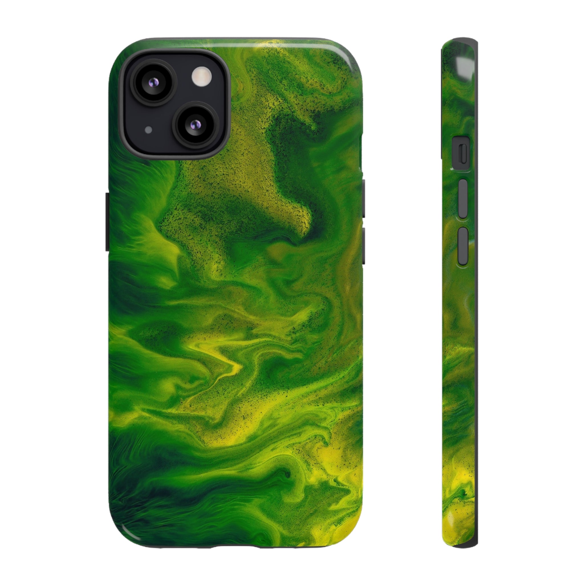 Green Smoke Ink Art iPhone Case (Protective) iPhone 13 Glossy Phone Case