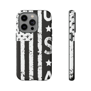 Black n White U.S Flag - Protective Phone Case