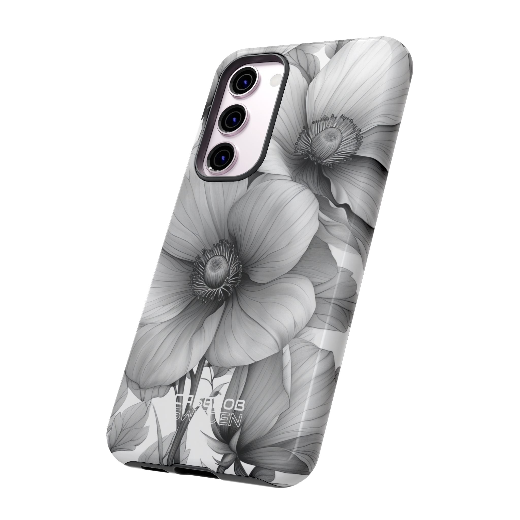 Grayscale Floral Harmony Samsung S23 - Tough