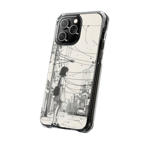 Urban Solitude Sketch - Phone Case for iPhone (Clear Impact - Magnetic)