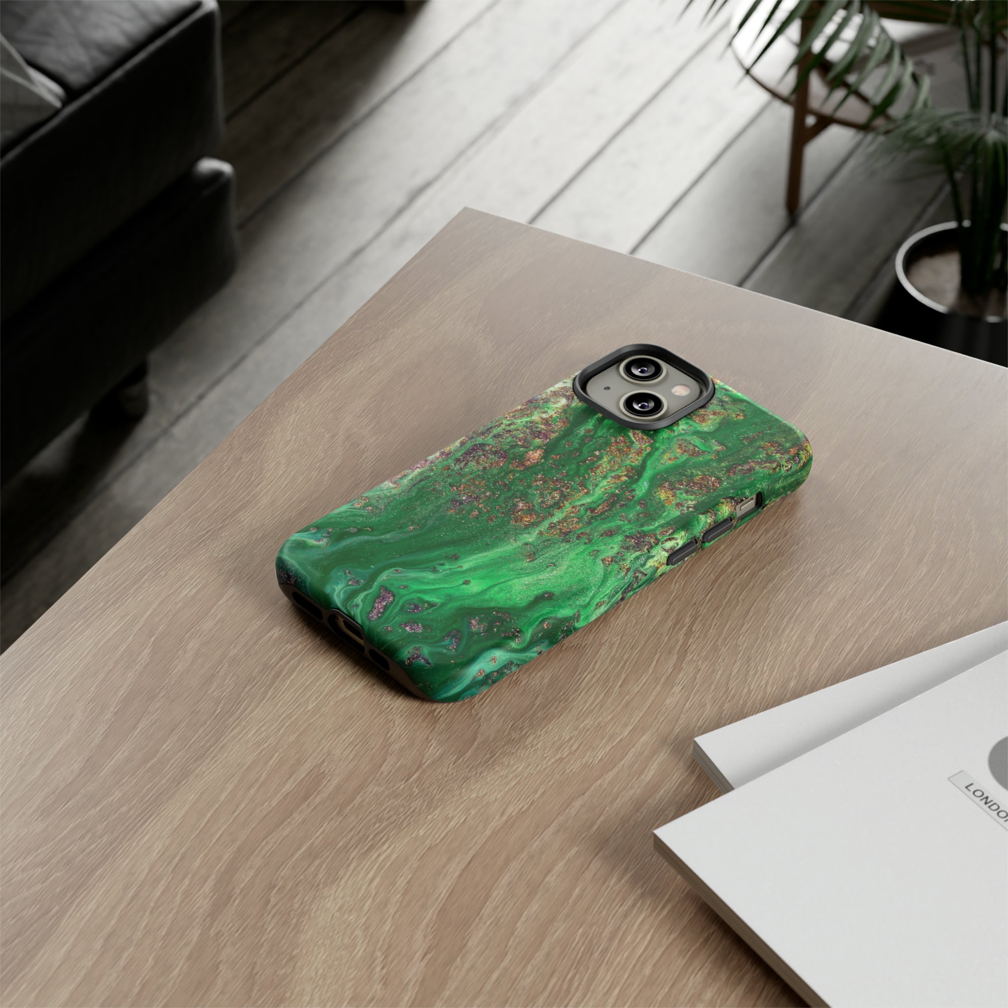 Green Sparkle Ink Art - Protective Phone Case