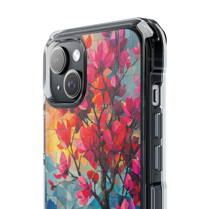 Vibrant Geometric Tree Landscape iPhone 15 - Clear Impact Phone Case