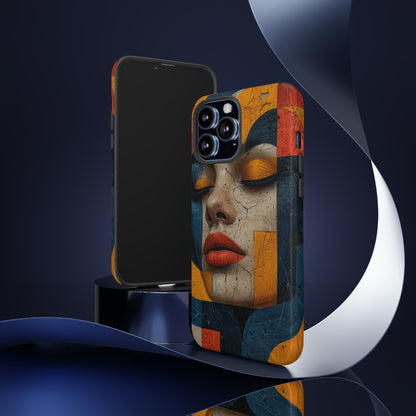 Blue Lady's Geometric Elegance - Protective Phone Case