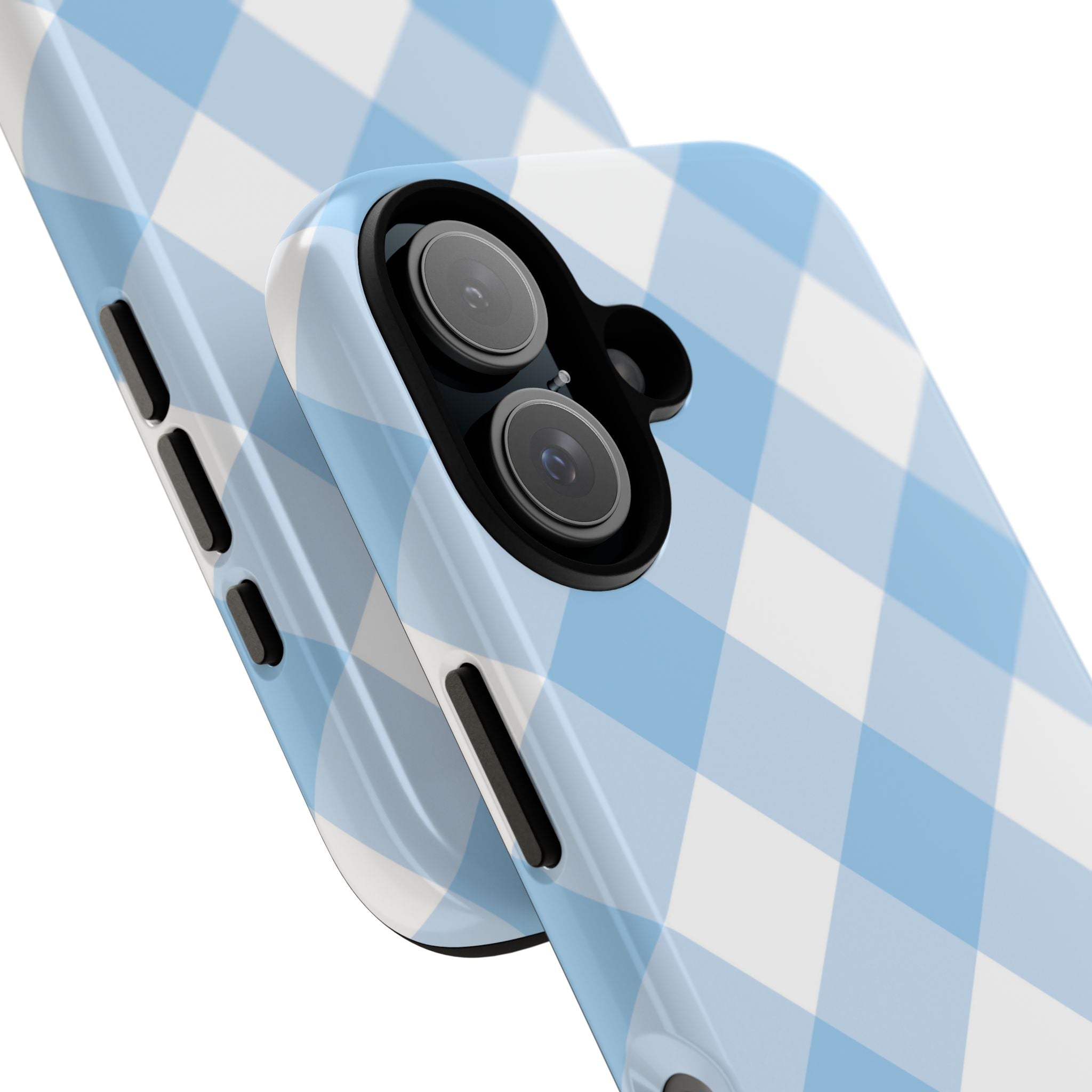 Soft Blue Gingham Elegance - iPhone Case