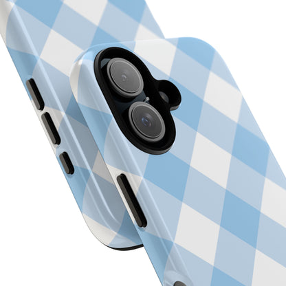 Soft Blue Gingham Elegance - iPhone Case