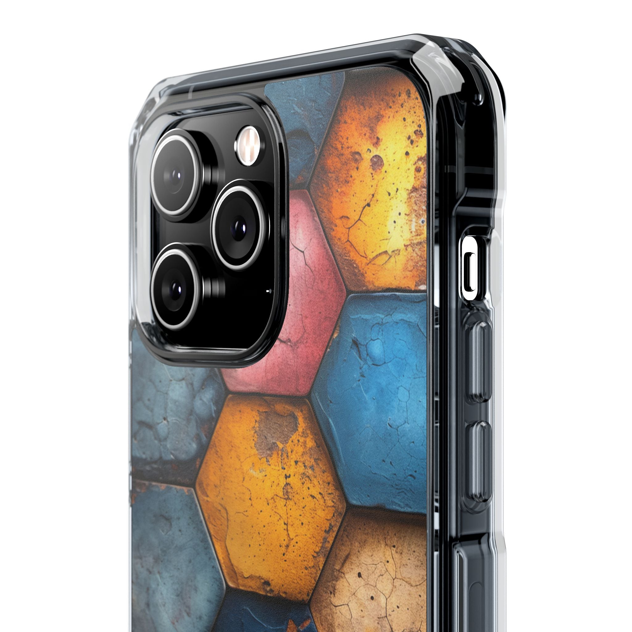 Rustic Geometric Tiles - Clear Impact iPhone 14 Phone Case