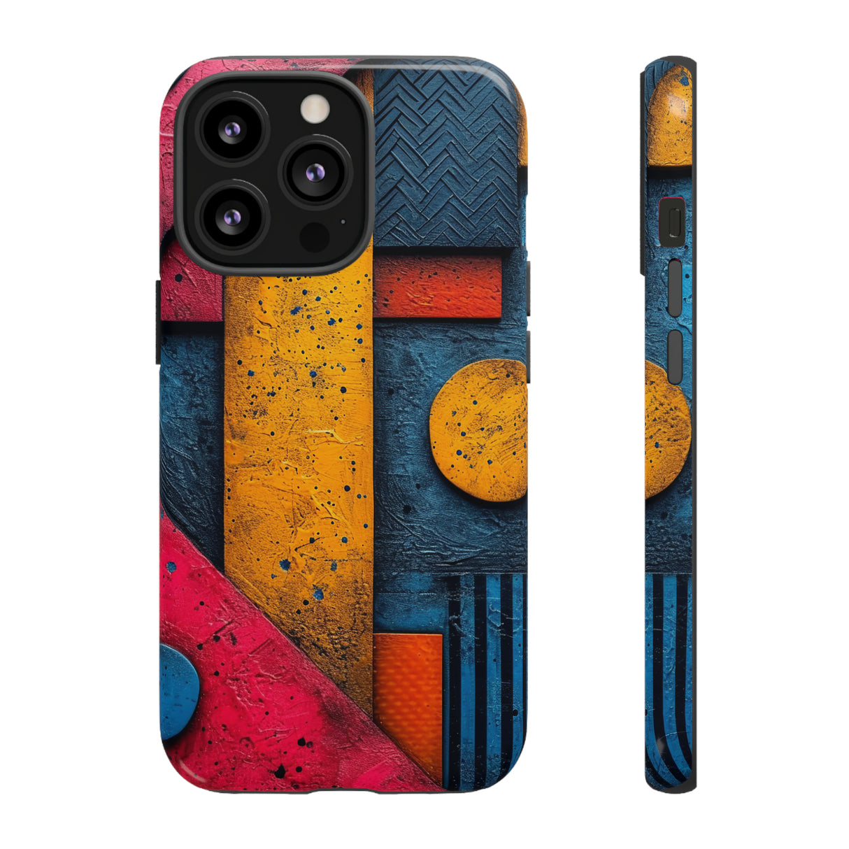 Neon Geometric Fusion - Protective Phone Case