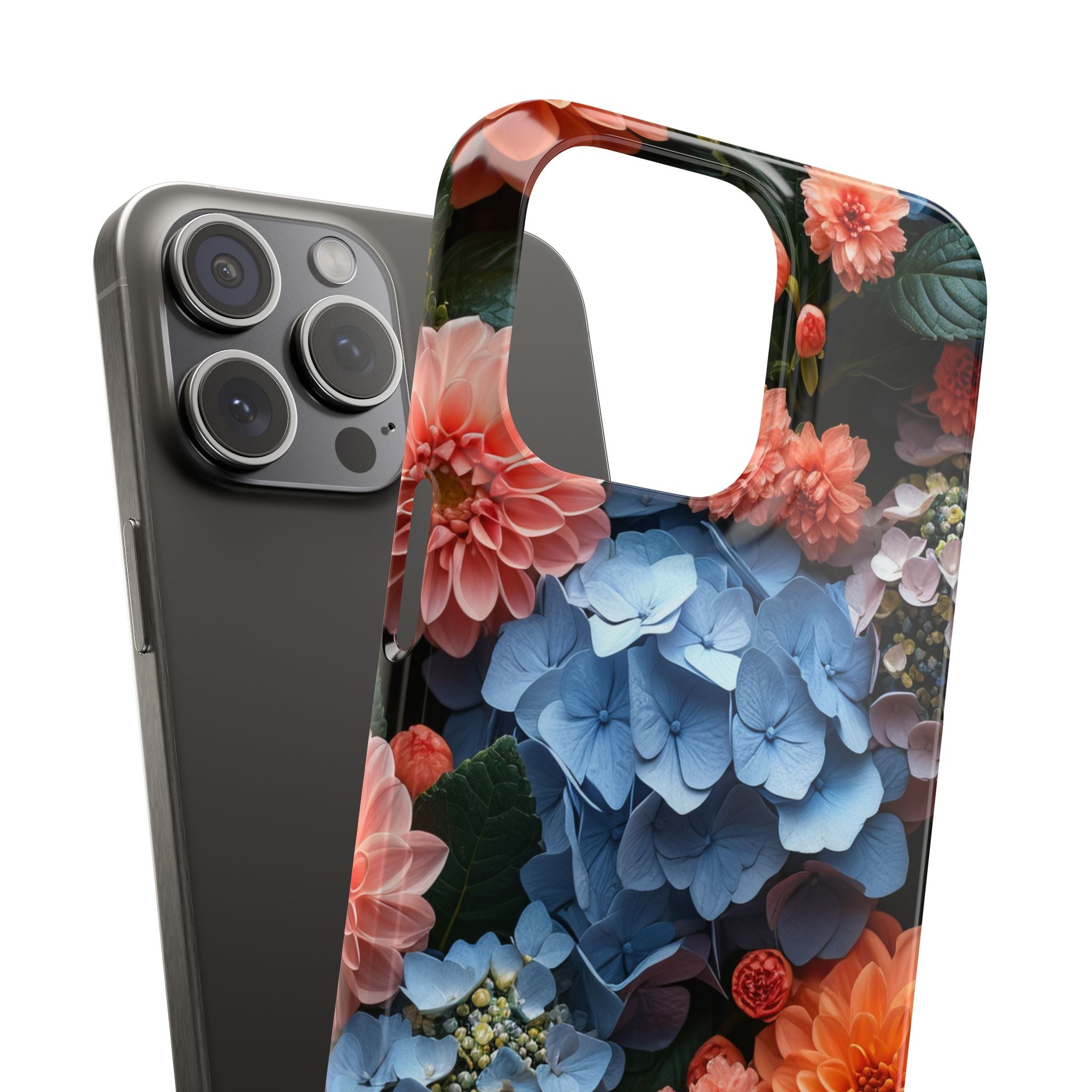 Blue Floral Bliss - Slim iPhone 15 Phone Case