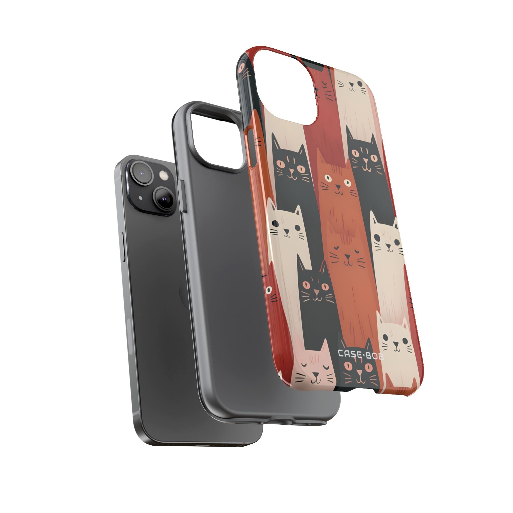 Elongated Cats Black iPhone 14 Plus Case - Tough