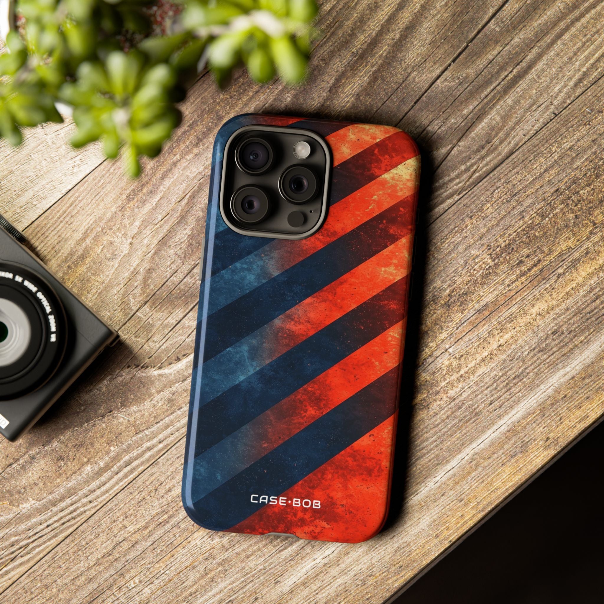 Diagonal Stripes Blaze iPhone 15 Pro Max Case - Tough