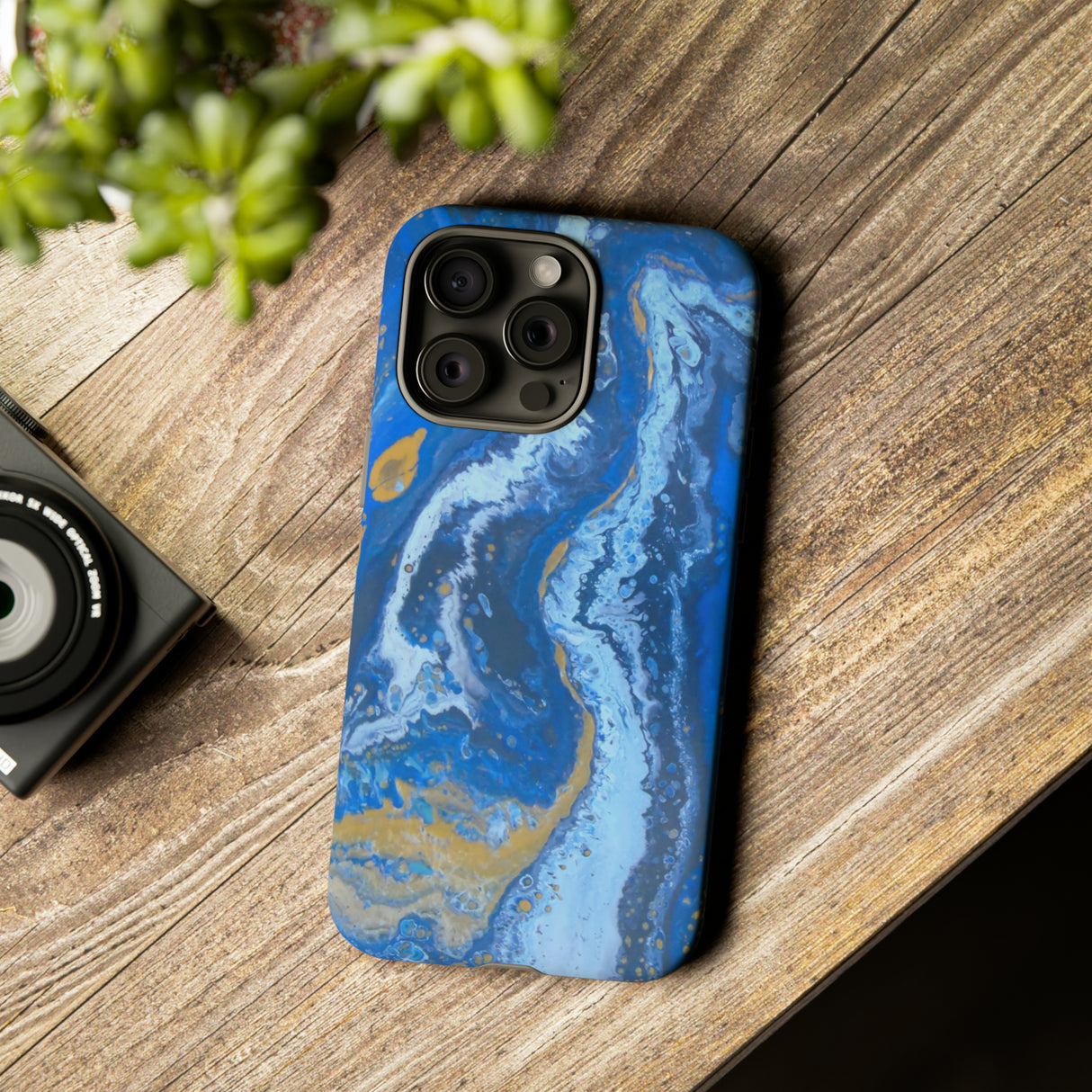 Acrylic Blue Gold - Protective Phone Case